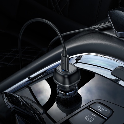 Автомобильное зарядное устройство HOCO Z58 Rank, 1xUSB-C с Кабелем Type-C - Lightning, 30W, черный