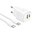 Сетевое зарядное устройство HOCO N65 Ingenious 1xUSB + 1xUSB-C с Кабелем Type-C - Type-C, 3A, 20W, белый