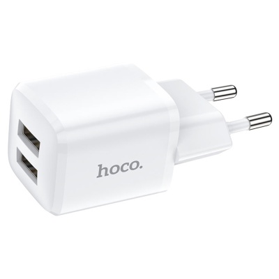 Сетевое зарядное устройство HOCO N8 Briar 2xUSB, 2.4A, 10.8W, белый
