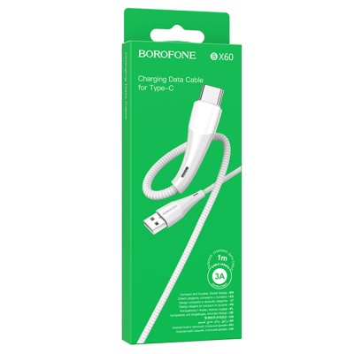 Кабель USB BOROFONE BX60 Superior USB - Type-C, 3A, 1 м, белый