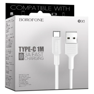 Кабель USB BOROFONE BX1 EzSync USB - Type-C, 3A, 1 м, белый