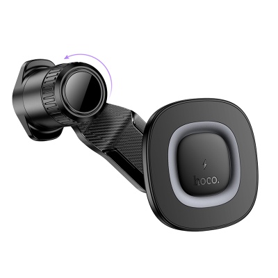 Автомобильный держатель HOCO HW30 Crown, магнитный с беспроводной зарядкой, 15W, на воздуховод, черный+серый
