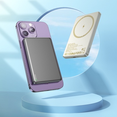 Портативный аккумулятор HOCO Q26 Joy, с беспроводной зарядкой, 20W, 5000 мА⋅ч, серый металлик