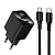 Сетевое зарядное устройство HOCO CS84A Excellent 1xUSB + 1xUSB-C с Кабелем Type-C - Type-C, 3A, 30W, черный