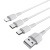 Кабель USB BOROFONE BX16 Easy 3 в 1 USB - Type-C + Lightning + MicroUSB, 2.4А, 1 м, белый