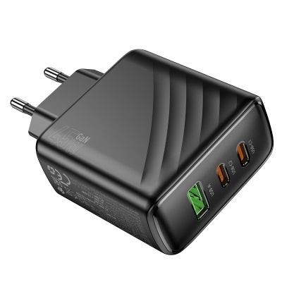 Сетевое зарядное устройство HOCO CS26A Article 1xUSB + 2xUSB-C, 3A, 45W, черный