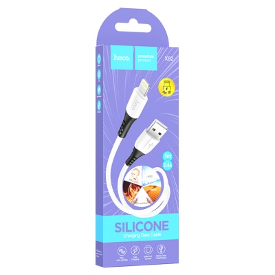 Кабель USB HOCO X82 Silicone USB - Lightning, 2.4А, 1 м, белый