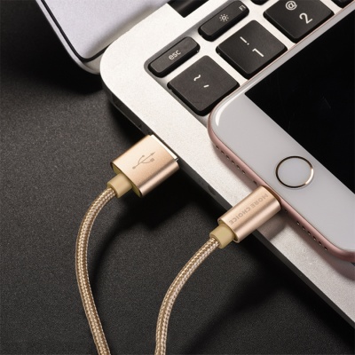 Кабель USB HOCO X2 knitted USB - Lightning, 2.4А, 1 м, золотой