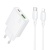 Сетевое зарядное устройство BOROFONE BN25 Wish 1xUSB + 1xUSB-C с Кабелем Type-C - Lightning, 3A, 30W, белый