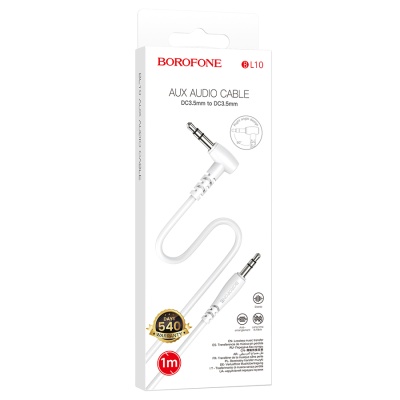 Аудиокабель BOROFONE BL10 AUX Jack 3,5 (m) - Jack 3,5 (m), 1 м, белый