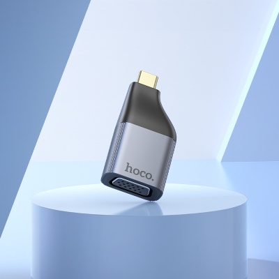 Переходник/Адаптер HOCO UA34 Type-C (m) - VGA (f), серый металлик
