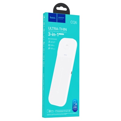 Беспроводное зарядное устройство HOCO CQ6 Power 3-in-1 для iPhone+Airpods+Samsung Watch, 3A, 15W, белый