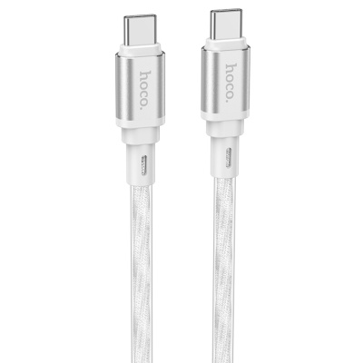 Кабель USB-C HOCO X98 Crystal ice Type-C - Type-C, 3A, 60W, 1 м, серебристый