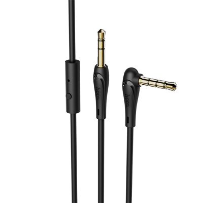Аудиокабель HOCO UPA15 AUX с микрофоном Jack 3,5 (m) - Jack 3,5 (m), 1 м, черный