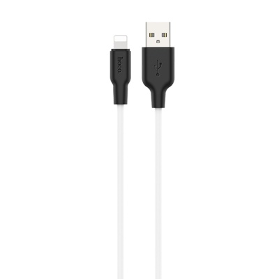 Кабель USB HOCO X21 Plus Silicone USB - Lightning, 2.4А, 1 м, белый+черный