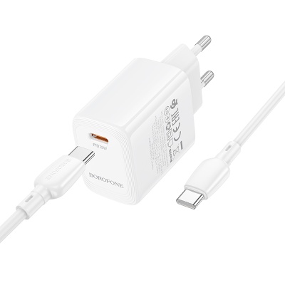 Сетевое зарядное устройство BOROFONE BN26 Fuente 1xUSB-C с Кабелем Type-C - Type-C, 20W, белый
