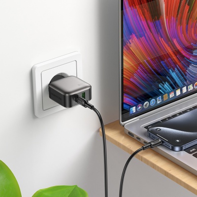Сетевое зарядное устройство BOROFONE BAS54A Absolute 1xUSB + 1xUSB-C с Кабелем Type-C - Type-C, 3A, 20W, черный