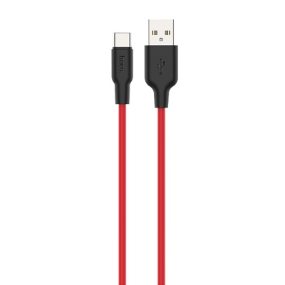 Кабель USB HOCO X21 Plus Silicone USB - Type-C, 3A, 2 м, красный+черный