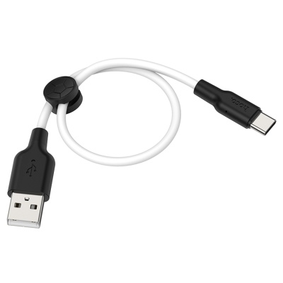Кабель USB HOCO X21 Plus Silicone USB - Type-C, 3A, 25 см, белый+черный