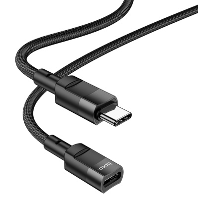 Переходник/Адаптер HOCO U107 Type-C (m) - Type-C (f), 1.2 м, черный