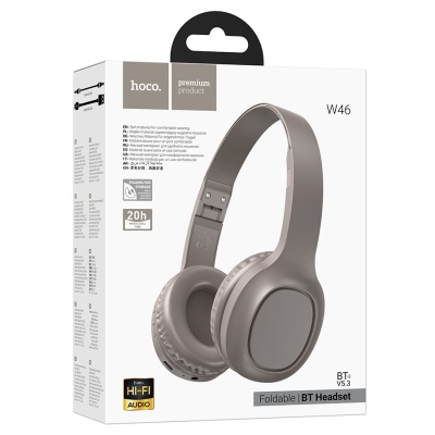 Беспроводные наушники накладные HOCO W46 Charm, Bluetooth, коричневый