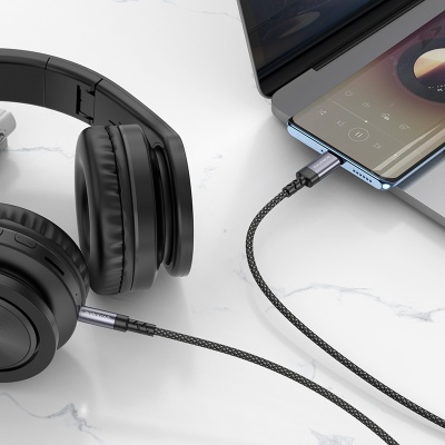 Аудиокабель BOROFONE BL24 Graceful AUX Jack 3,5 (m) - Type-C (m), 1 м, серый металлик