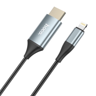 Видеокабель HOCO UA15 4K HDMI (m) - Lightning (m), 3.3V/500mA, 2 м, серый металлик