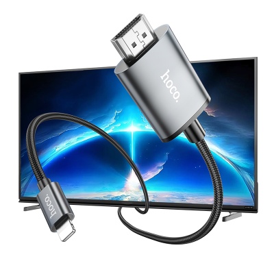 Видеокабель HOCO UA27 HDMI (m) - Lightning (m), 2 м, серый металлик