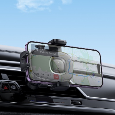 Автомобильный держатель HOCO H75 Crown, зажимной, на воздуховод, черный+серый металлик