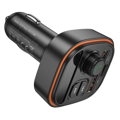 Автомобильное зарядное устройство с FM-Трансмиттер BOROFONE BC59 Heroic, 2xUSB + 1xUSB-C, 3A, черный