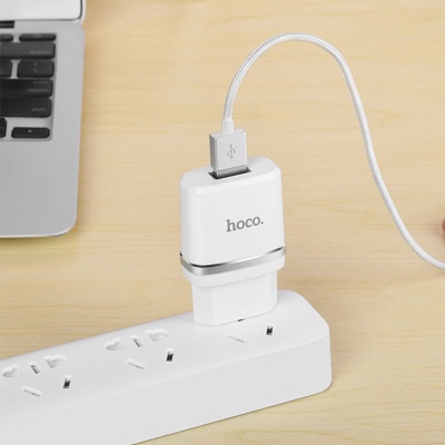 Сетевое зарядное устройство HOCO C11 Smart 1xUSB с Кабелем USB - Micro, 1A, 5W, белый
