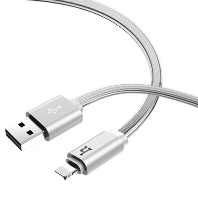 Кабель USB HOCO UPL12 Metal Jelly USB - Lightning, 2.1А, 2 м, серебристый