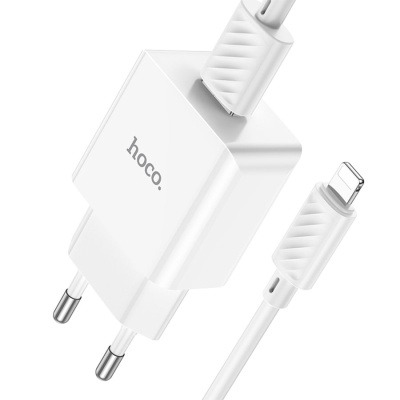 Сетевое зарядное устройство HOCO C106A 1xUSB с Кабелем USB - Lightning, 2.1A, 10.5W, белый