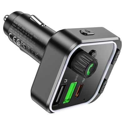 Автомобильное зарядное устройство с FM-Трансмиттер BOROFONE BC53 Highway, 2xUSB + 1xUSB-C, 20W, черный