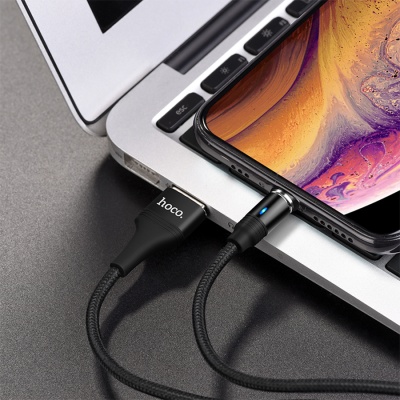 Кабель USB HOCO U76 Fresh magnetic USB - Lightning магнитный, 2А, 1.2 м, черный