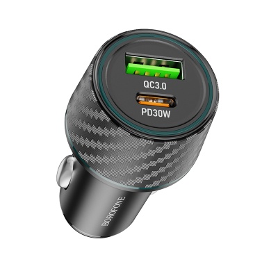 Автомобильное зарядное устройство BOROFONE BZ21 Brilliant, 1xUSB + 1xUSB-C, 48W, черный