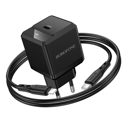Сетевое зарядное устройство BOROFONE BN18 Intenso 1xUSB-C с Кабелем Type-C - Lightning, 20W, черный