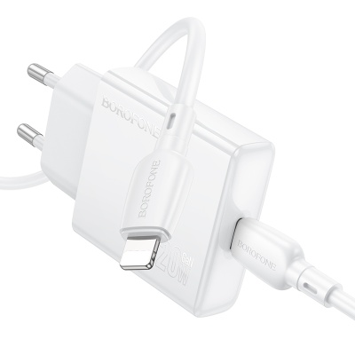 Сетевое зарядное устройство BOROFONE BN23 Wish 1xUSB-C с Кабелем Type-C - Lightning, 20W, белый