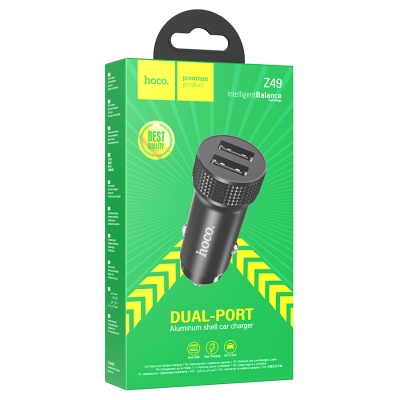 Автомобильное зарядное устройство HOCO Z49 Level, 2xUSB, 2.4A, черный