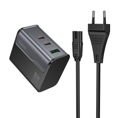 Сетевое зарядное устройство HOCO CS76A Star 1xUSB + 2xUSB-C с Кабелем, 70W, черный