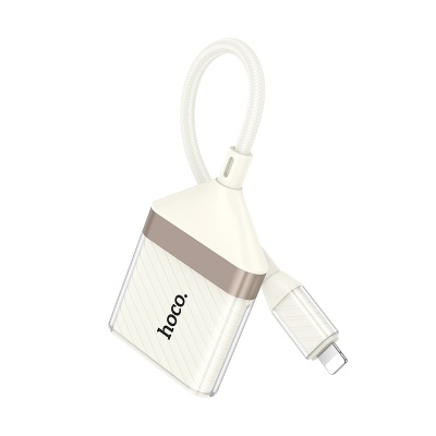 Переходник/Адаптер HOCO UA40 Card reader Lightning (m) - TF/SD, 14 см, белый