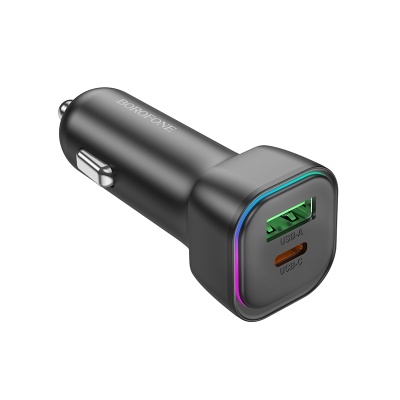 Автомобильное зарядное устройство BOROFONE BZ28A Trophie, 1xUSB + 1xUSB-C, 3A, 30W, черный