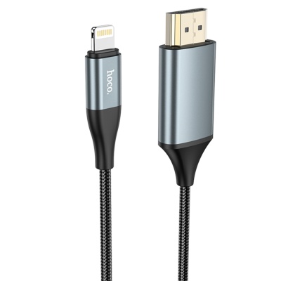 Видеокабель HOCO UA15 4K HDMI (m) - Lightning (m), 3.3V/500mA, 2 м, серый металлик