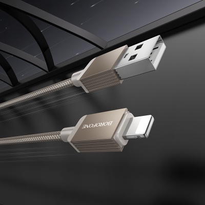 Кабель USB BOROFONE BX120 Placer USB - Lightning, 2.4А, 1 м, золотой