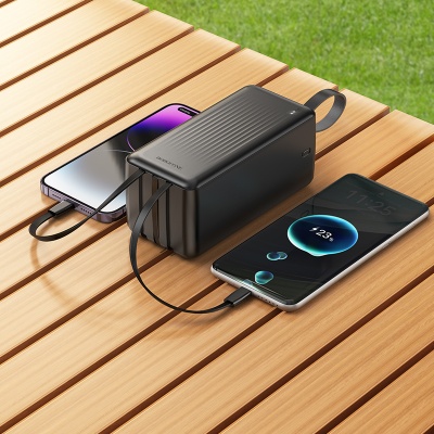 Портативный аккумулятор BOROFONE BJ79C Clever, встроенный кабель Lightning + Type-C, 50000 мА⋅ч, черный