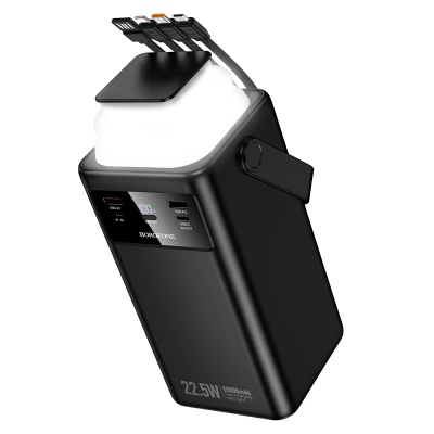 Портативный аккумулятор BOROFONE BJ65B High, встроенный кабель Lightning + Type-C + MircoUSB, 22.5W, 80000 мА⋅ч, черный