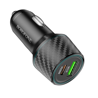Автомобильное зарядное устройство BOROFONE BZ21 Brilliant, 1xUSB + 1xUSB-C, 48W, черный