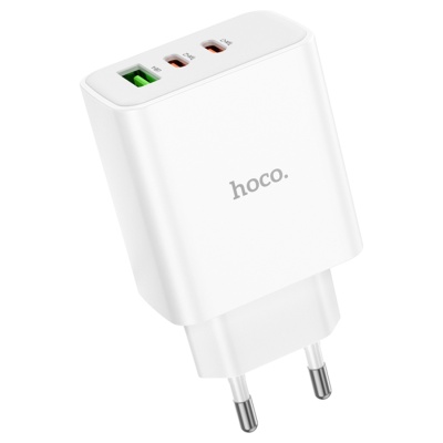 Сетевое зарядное устройство HOCO C126A Pure power 1xUSB + 2xUSB-C, 40W, белый