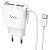 Сетевое зарядное устройство HOCO C59A Mega Joy 2xUSB с Кабелем Type-C, 2.4A, 10.8W, белый