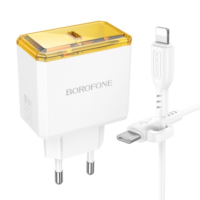Сетевое зарядное устройство BOROFONE BAS31A Treasure 1xUSB-C с Кабелем Type-C - Lightning, 35W, белый